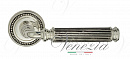 Дверная ручка Venezia "MOSCA" D3 натуральное серебро + черный