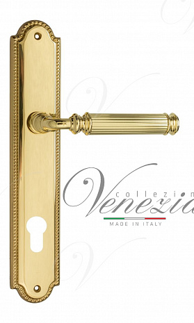 Дверная ручка Venezia "MOSCA" CYL на планке PL98 полированная латунь