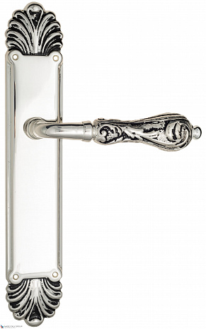 Дверная ручка Venezia "MONTE CRISTO" на планке PL87 натуральное серебро + черный