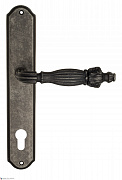 Дверная ручка Venezia "OLIMPO" CYL на планке PL02 античное серебро