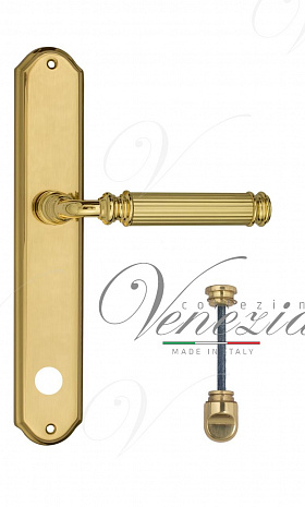 Дверная ручка Venezia "MOSCA" WC-2 на планке PL02 полированная латунь