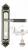 Дверная ручка Venezia "MOSCA" WC-2 на планке PL96 натуральное серебро + черный