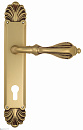 Дверная ручка Venezia "ANAFESTO" CYL на планке PL87 французское золото + коричневый
