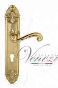 Дверная ручка Venezia "CARNEVALE" CYL на планке PL90 полированная латунь