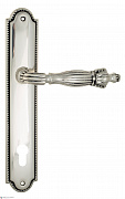 Дверная ручка Venezia "OLIMPO" CYL на планке PL98 натуральное серебро + черный