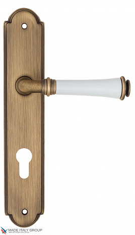 Дверная ручка на планке Fratelli Cattini "GRACIA CERAMICA BIANCO" CYL PL257-BY матовая бронза
