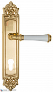 Дверная ручка на планке Fratelli Cattini "GRACIA CERAMICA BIANCO" CYL PL96-OLV полированная латунь
