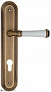 Дверная ручка на планке Fratelli Cattini "GRACIA CERAMICA BIANCO" CYL PL288-BY матовая бронза