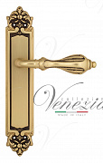 Дверная ручка Venezia "ANAFESTO" на планке PL96 французское золото + коричневый