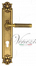 Дверная ручка Venezia "MOSCA" CYL на планке PL97 французское золото + коричневый
