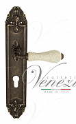 Дверная ручка Venezia "COLOSSEO" белая керамика паутинка CYL на планке PL90 античная бронза