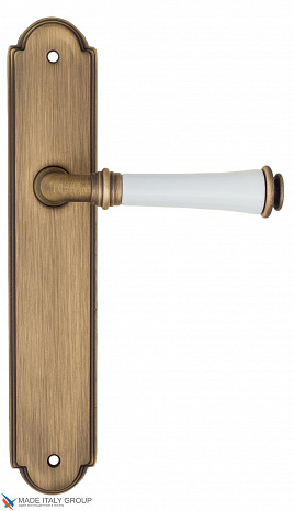 Дверная ручка на планке Fratelli Cattini "GRACIA CERAMICA BIANCO" PL257-BY матовая бронза