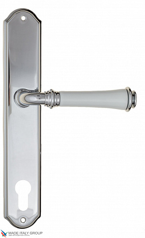 Дверная ручка на планке Fratelli Cattini "GRACIA CERAMICA BIANCO" CYL PL02-CR полированный хром