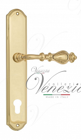 Дверная ручка Venezia "GIFESTION" CYL на планке PL02 полированная латунь