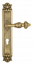 Дверная ручка Venezia "LUCRECIA" CYL на планке PL97 французское золото + коричневый