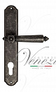 Дверная ручка Venezia "CASTELLO" CYL на планке PL02 античное серебро