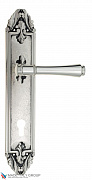 Дверная ручка Venezia "CALLISTO" CYL на планке PL90 натуральное серебро + черный