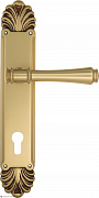 Дверная ручка Venezia "CALLISTO" CYL на планке PL87 французское золото + коричневый
