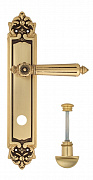 Дверная ручка Venezia "CASTELLO" WC-2 на планке PL96 французское золото + коричневый