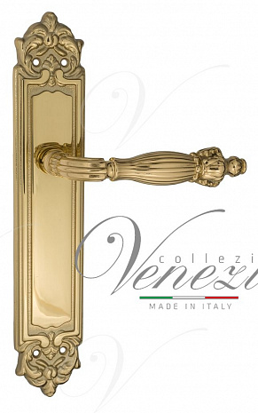 Дверная ручка Venezia "OLIMPO" на планке PL96 полированная латунь