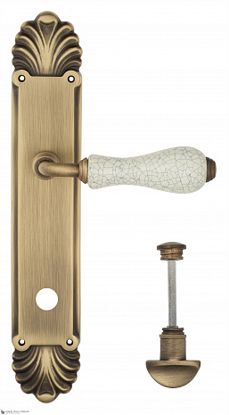 Дверная ручка Venezia "COLOSSEO" белая керамика паутинка WC-2 на планке PL87 матовая бронза