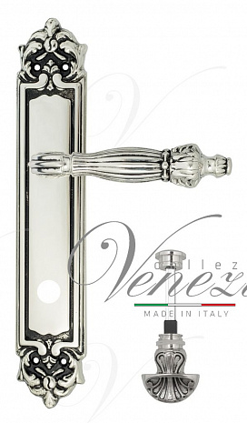 Дверная ручка Venezia "OLIMPO" WC-4 на планке PL96 натуральное серебро + черный