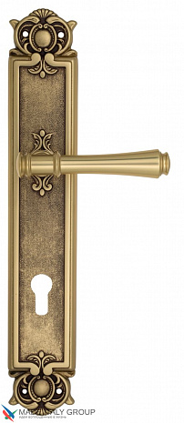 Дверная ручка Venezia "CALLISTO" CYL на планке PL97 французское золото + коричневый