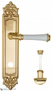 Дверная ручка на планке Fratelli Cattini "GRACIA CERAMICA BIANCO" WC-2 PL96-OLV полированная латунь