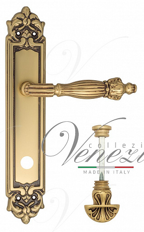 Дверная ручка Venezia "OLIMPO" WC-4 на планке PL96 французское золото + коричневый