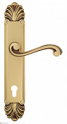 Дверная ручка Venezia "VIVALDI" CYL на планке PL87 французское золото + коричневый
