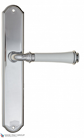 Дверная ручка на планке Fratelli Cattini "GRACIA CERAMICA BIANCO" PL02-CR полированный хром