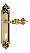Дверная ручка Venezia "LUCRECIA" CYL на планке PL96 французское золото + коричневый