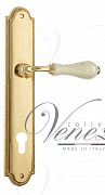 Дверная ручка Venezia "COLOSSEO" белая керамика паутинка CYL на планке PL98 полированная латунь