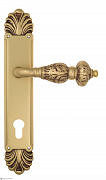 Дверная ручка Venezia "LUCRECIA" CYL на планке PL87 французское золото + коричневый