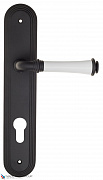 Дверная ручка на планке Fratelli Cattini "GRACIA CERAMICA BIANCO" CYL PL288-NM матовый черный