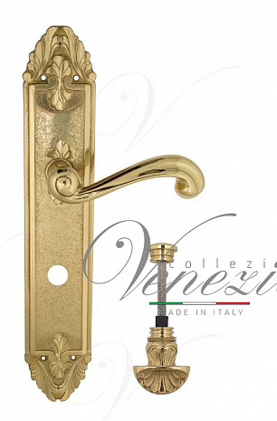 Дверная ручка Venezia "CARNEVALE" WC-4 на планке PL90 полированная латунь