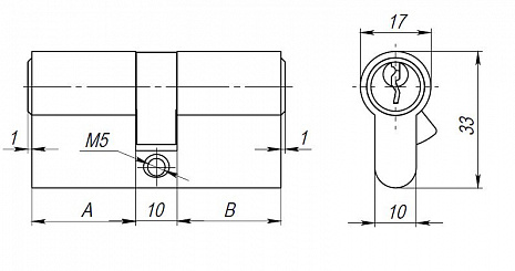 Цилиндровый механизм AX100/60 mm (25+10+25) PB латунь 5 кл.