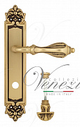 Дверная ручка Venezia "ANAFESTO" WC-4 на планке PL96 французское золото + коричневый