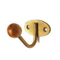 Крючок-вешалка с деревянным шариком КВД-1 (золотой металлик)