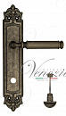 Дверная ручка Venezia "MOSCA" WC-2 на планке PL96 античное серебро