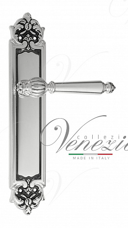 Дверная ручка Venezia "PELLESTRINA" на планке PL96 натуральное серебро + черный