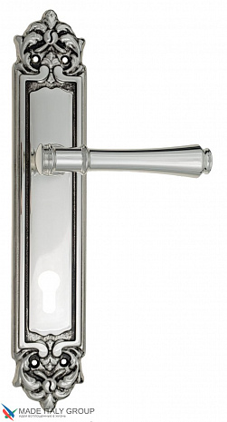 Дверная ручка Venezia "CALLISTO" CYL на планке PL96 натуральное серебро + черный