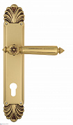 Дверная ручка Venezia "CASTELLO" CYL на планке PL87 французское золото + коричневый