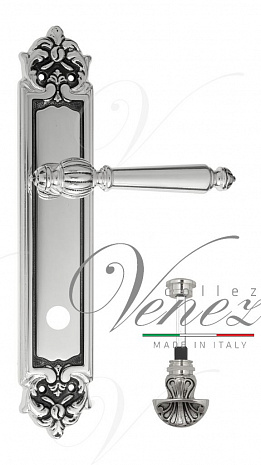 Дверная ручка Venezia "PELLESTRINA" WC-4 на планке PL96 натуральное серебро + черный