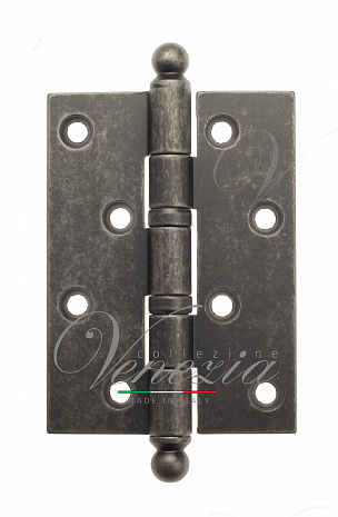 Дверная петля универсальная латунная с круглым колпачком Venezia CRS010 102x76x3 античное серебро