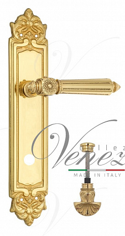 Дверная ручка Venezia "CASTELLO" WC-4 на планке PL96 полированная латунь