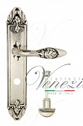 Дверная ручка Venezia "CASANOVA" WC-2 на планке PL90 натуральное серебро + черный