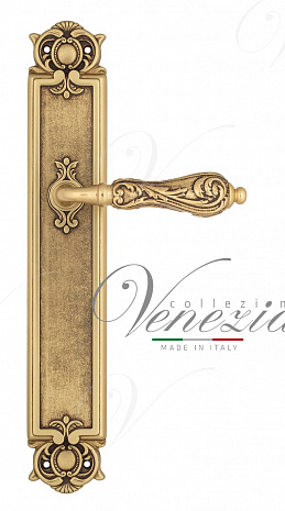Дверная ручка Venezia "MONTE CRISTO" на планке PL97 французское золото + коричневый