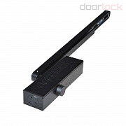 Доводчик DOORLOCK DL340S BC EN1-4 со скользящей тягой черный, регулируемая функция тормоза открывания, регулируемое усилие закрывания