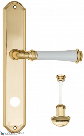 Дверная ручка на планке Fratelli Cattini "GRACIA CERAMICA BIANCO" WC-2 PL02-OLV полированная латунь